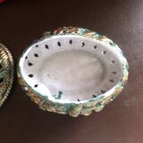 Openwork earthenware candy box with fruit slip