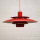 Red vintage Jeka Metaltryk  lamp  -  Danish Modern Design