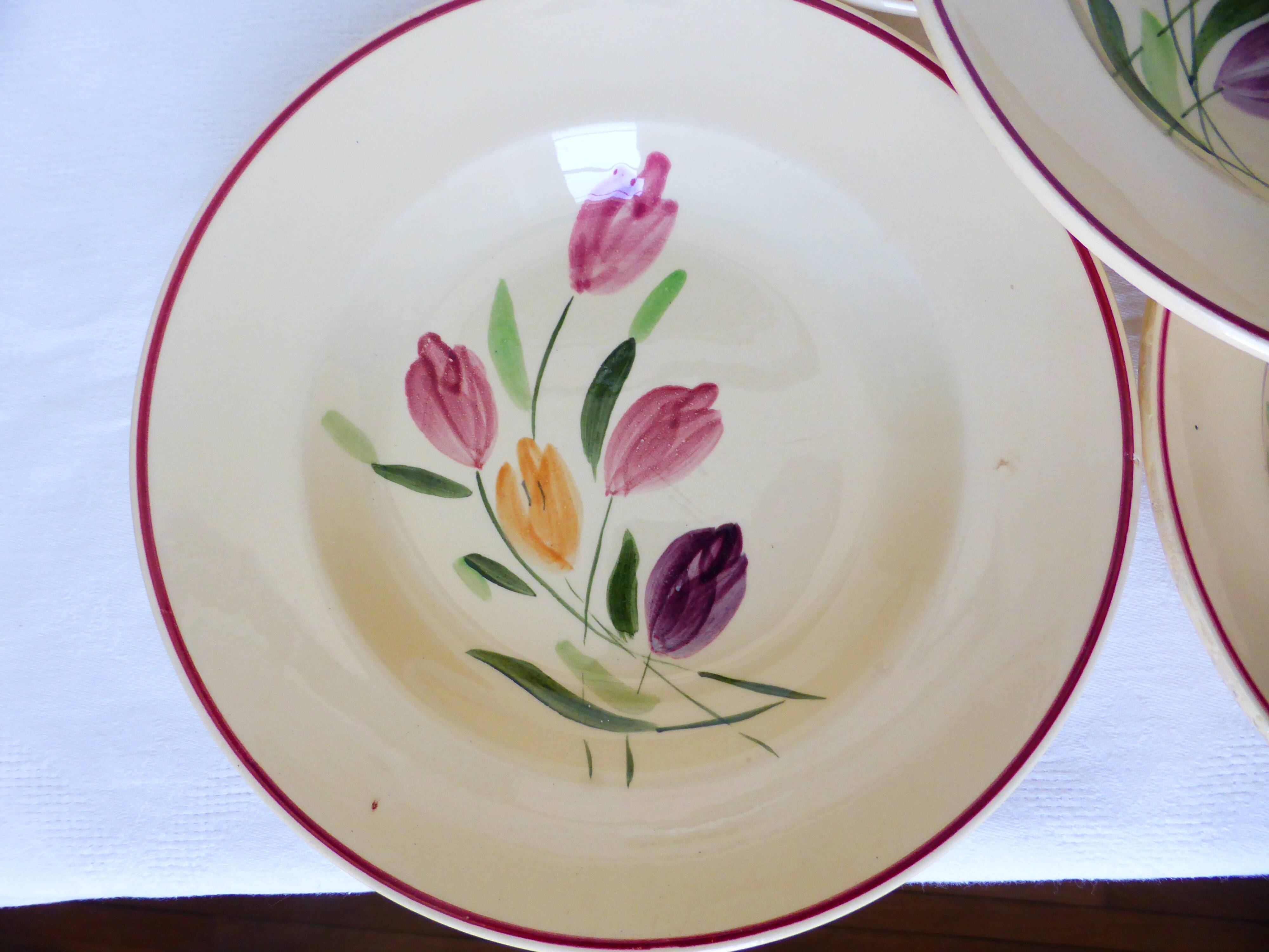 5 assiettes creuses de Longchamp modèle Tulipes 210747