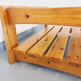 Vintage coffee table in pine and smoked glass from the 70s 80s