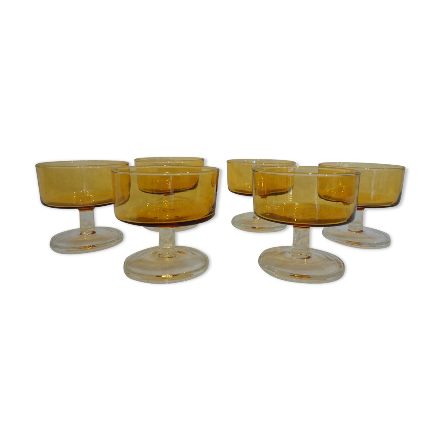 Lot de coupes vintage en verre jaune