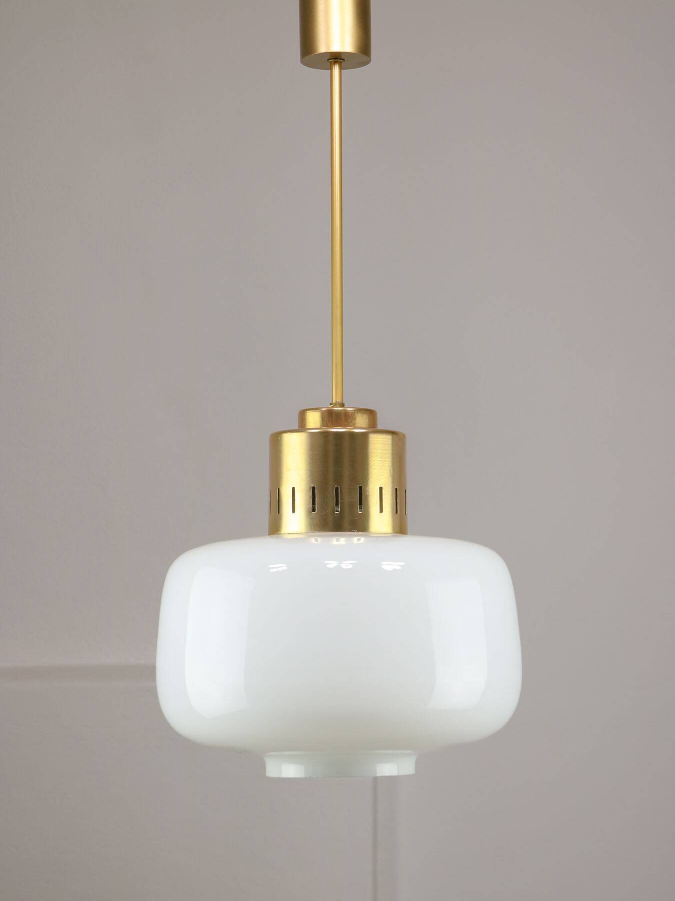 Pair of Mid-Century Opaline Pendant Lamps, 60s