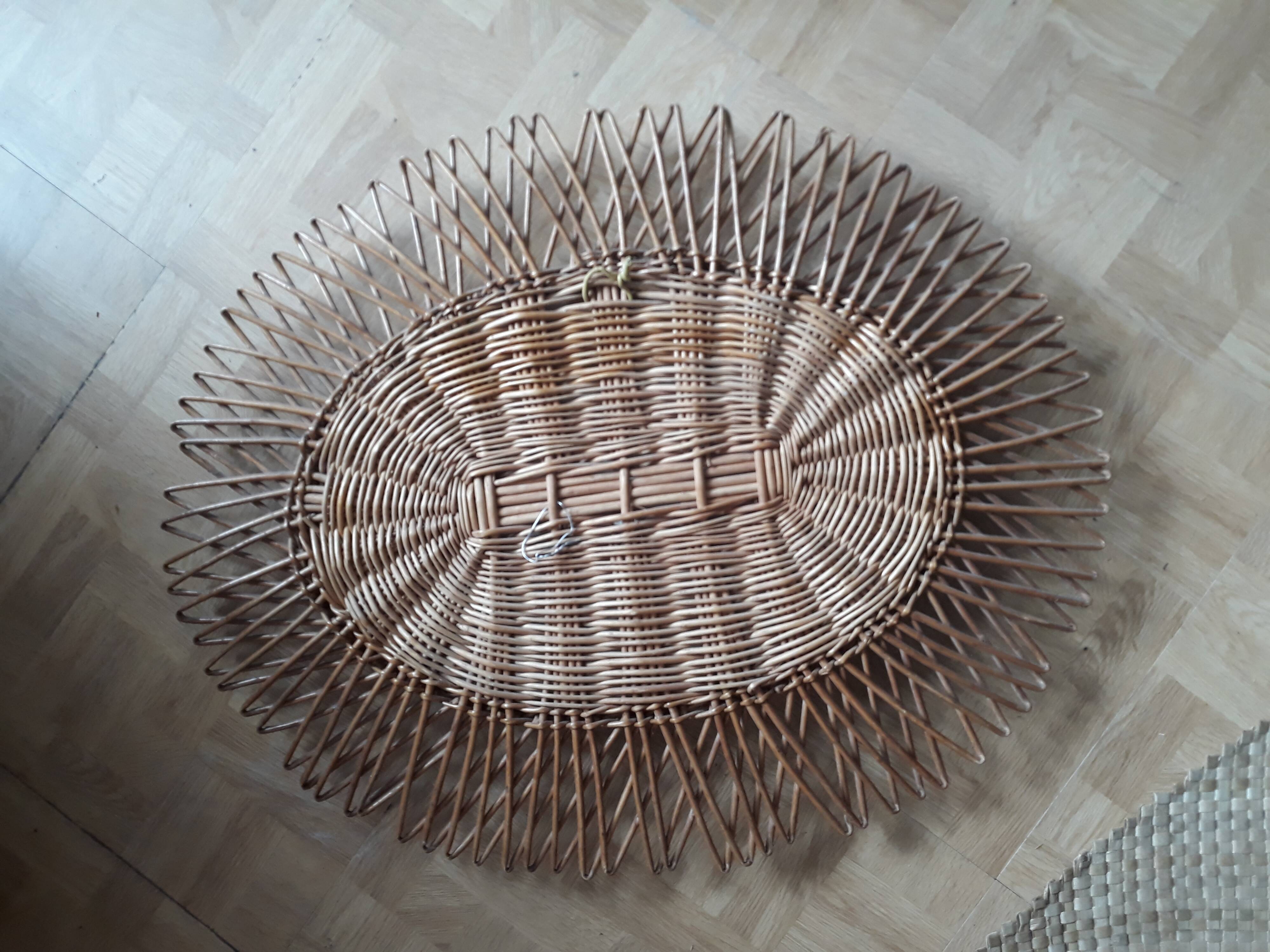 Vintage rattan mirror 45x55cm