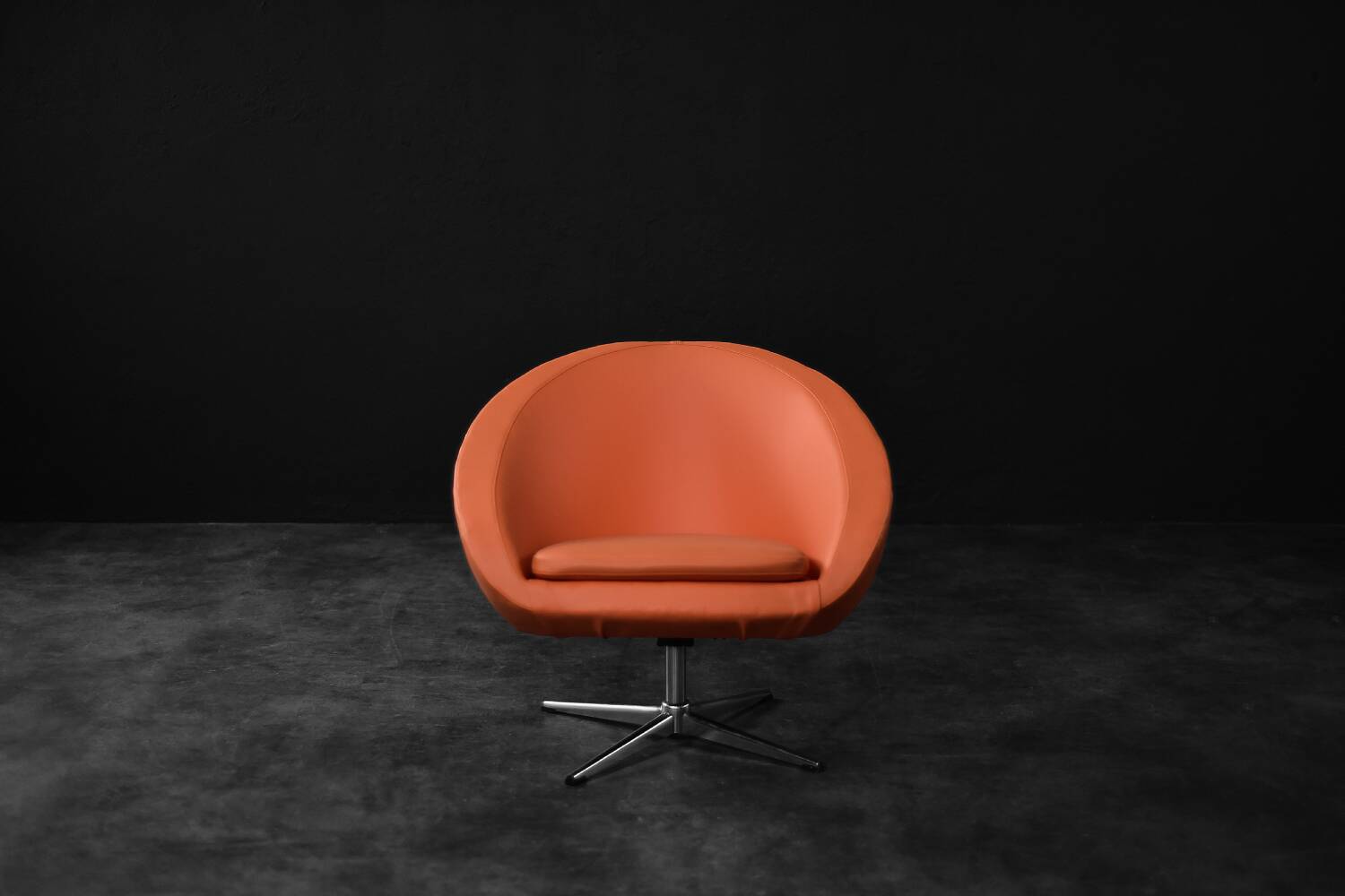 Vintage Mid-Century Scandinavian Modern Space Age Orange Swivel Armchair