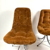 Pair of  chairs - 1970´s - chrome and brown velvet