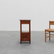 Art Deco Wood and Terracotta Marble Top Nightstand, France 1920s