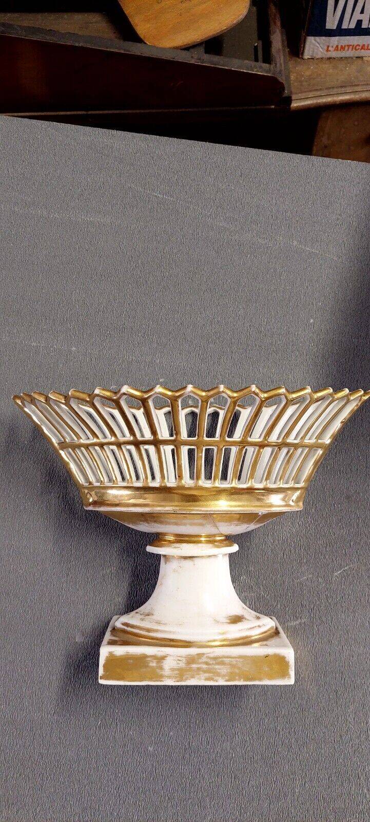 Porcelaine vieille Paris centre de table ajouré doré début XIXe siècle