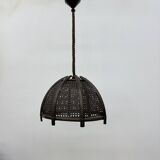 Vintage rattan and webbing hanging lamp 1970s retro