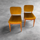 Pair of vintage 60s chairs – mustard velvet and splayed legs