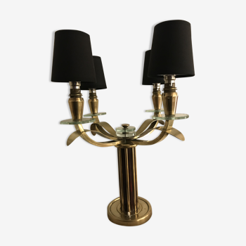 Lamp 4 brass fires and rosewood 1950