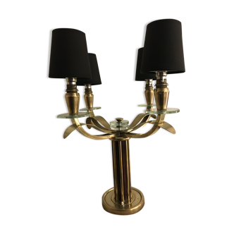 Lamp 4 brass fires and rosewood 1950