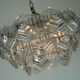 3-tier mid century pendant light with 27 hexagonal glass panels 1960s 70s