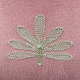 Pink cushion embroidered palm trees