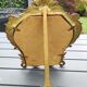 Victorian style table mirror. Decor Rinceaux, curved foot. In bronze patina old gold. 27 x 20 cm