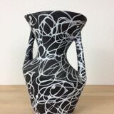 60s Vallauris ceramic vase, white spaghetti