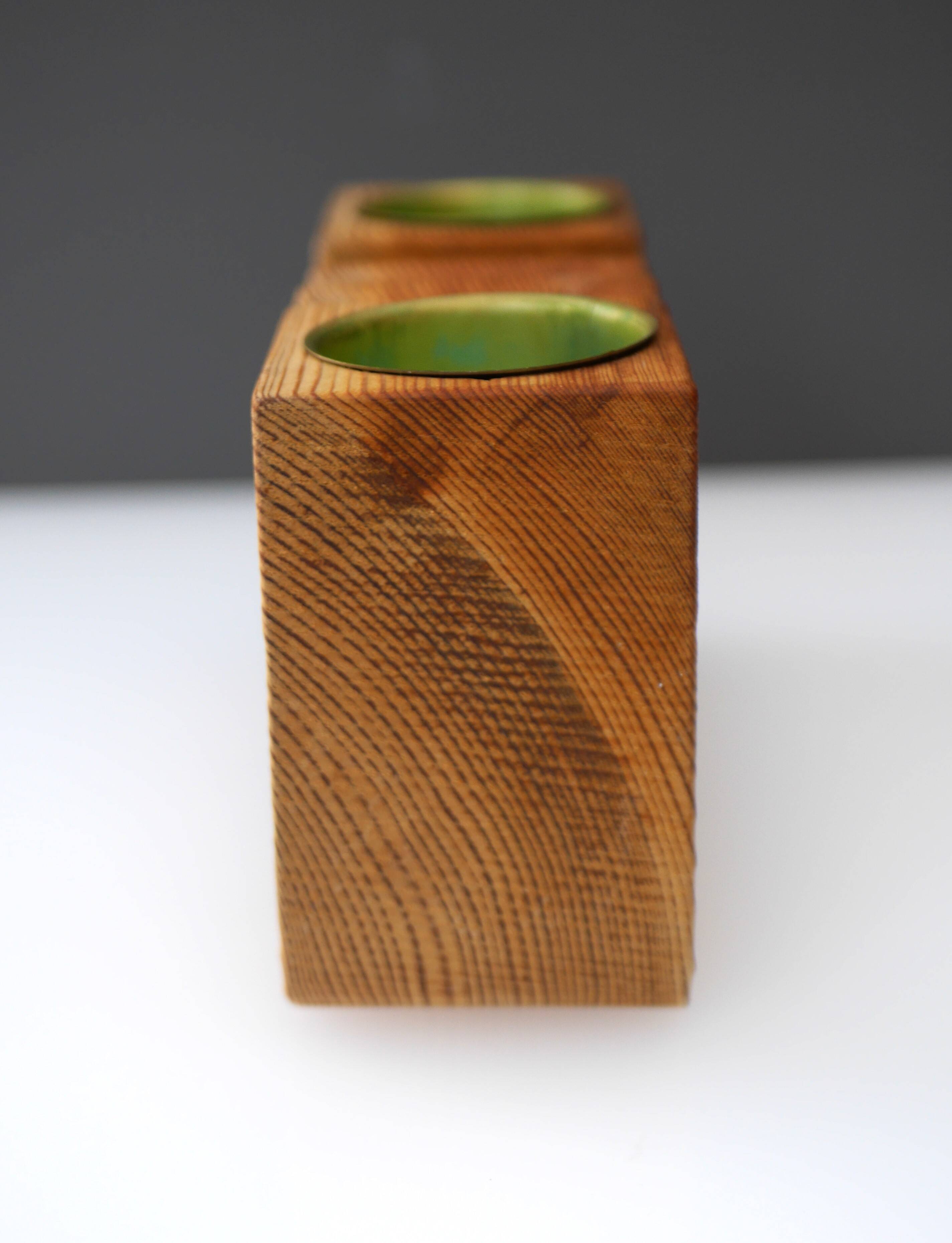 Large Wooden Candleholder by Gunnar Kanevad for Gamla Linköping, Sweden