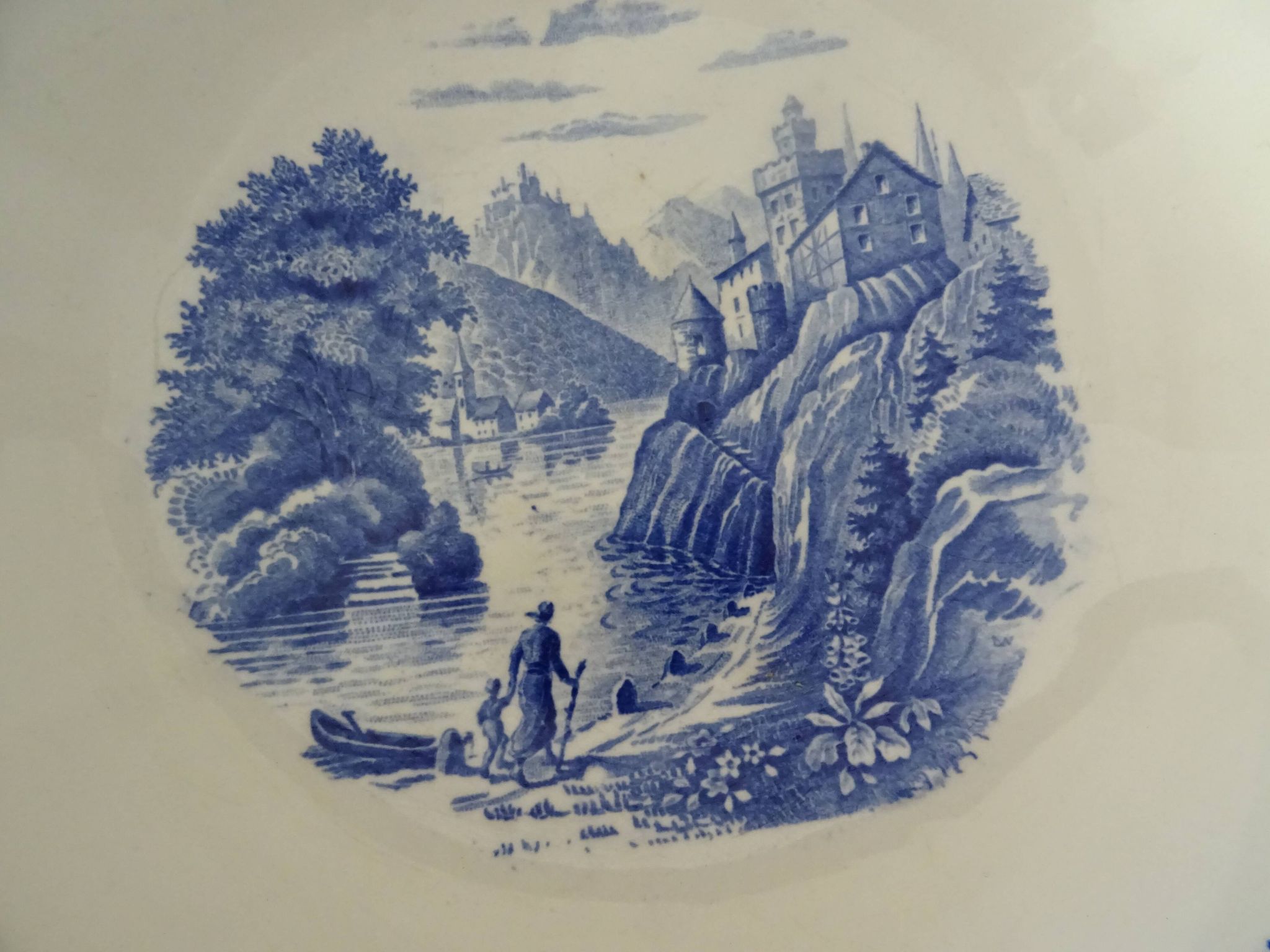 Large salad bowl dish Villeroy & Boch antique earthenware 374112 Burgenland Blue