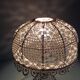 Bedside lamp glass foot and lampshade hook ecru / vintage 60s-70s