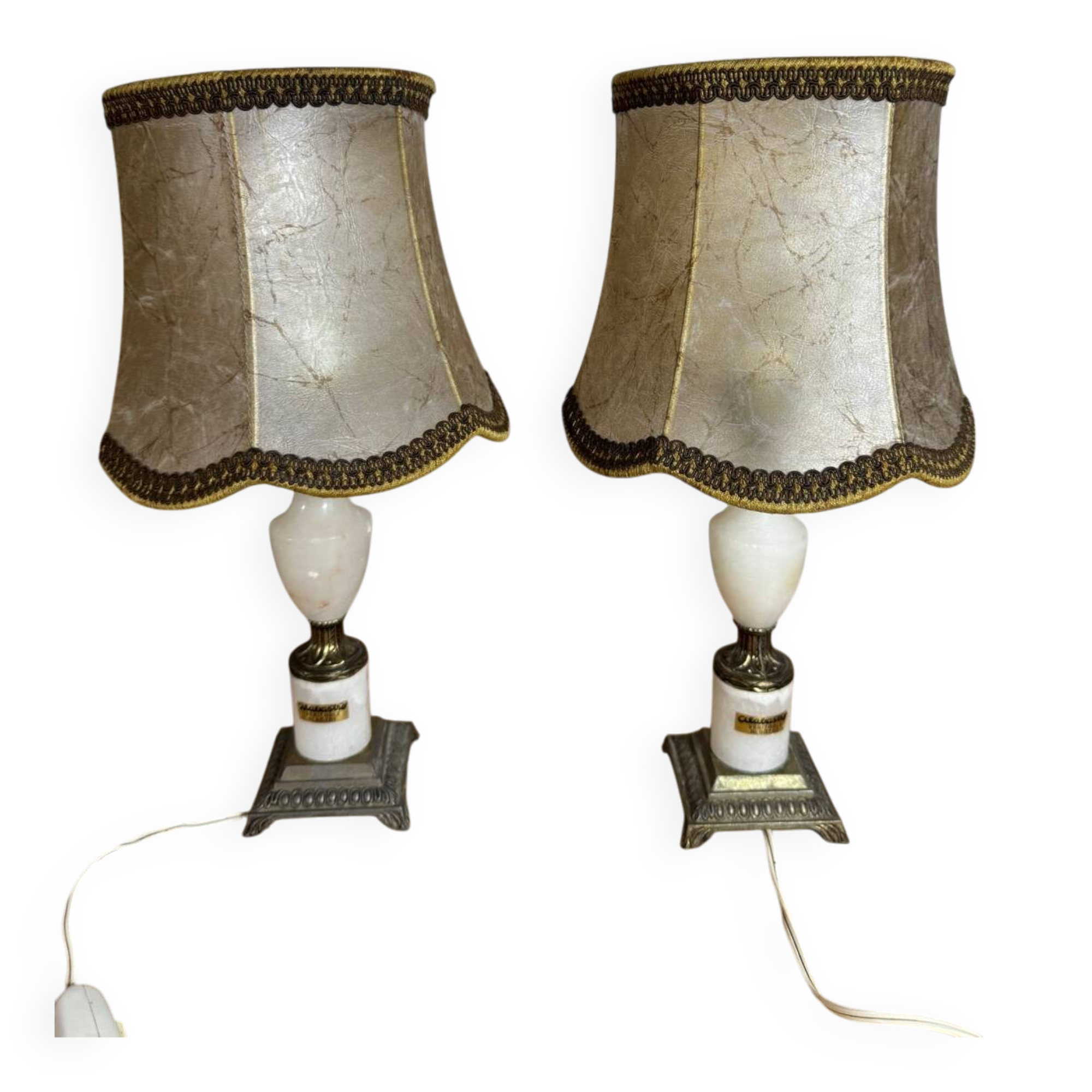 Pair of alabaster lamps