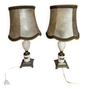 Paire lampes albâtre