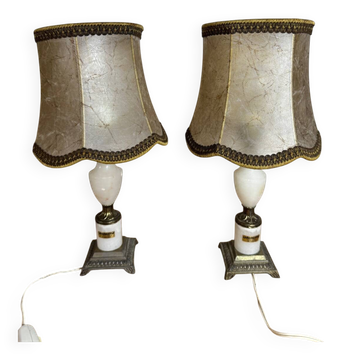 Paire lampes albâtre