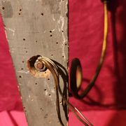 Large antique double wall light in gilded and black wood from the attic