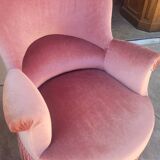 Série de 4 Fauteuils crapauds en velours ancien 1930s