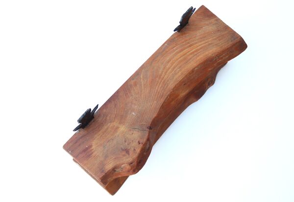 Etagère murale en bois et fer forgé, années 70