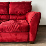 Vintage Red Velour Sofa, Ikea 1990s