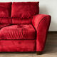 Vintage Red Velour Sofa, Ikea 1990s