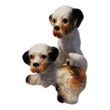 Pair of vintage ceramic terrier puppy dog figurines