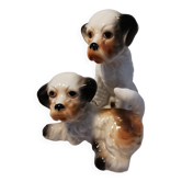 Pair of vintage ceramic terrier puppy dog figurines