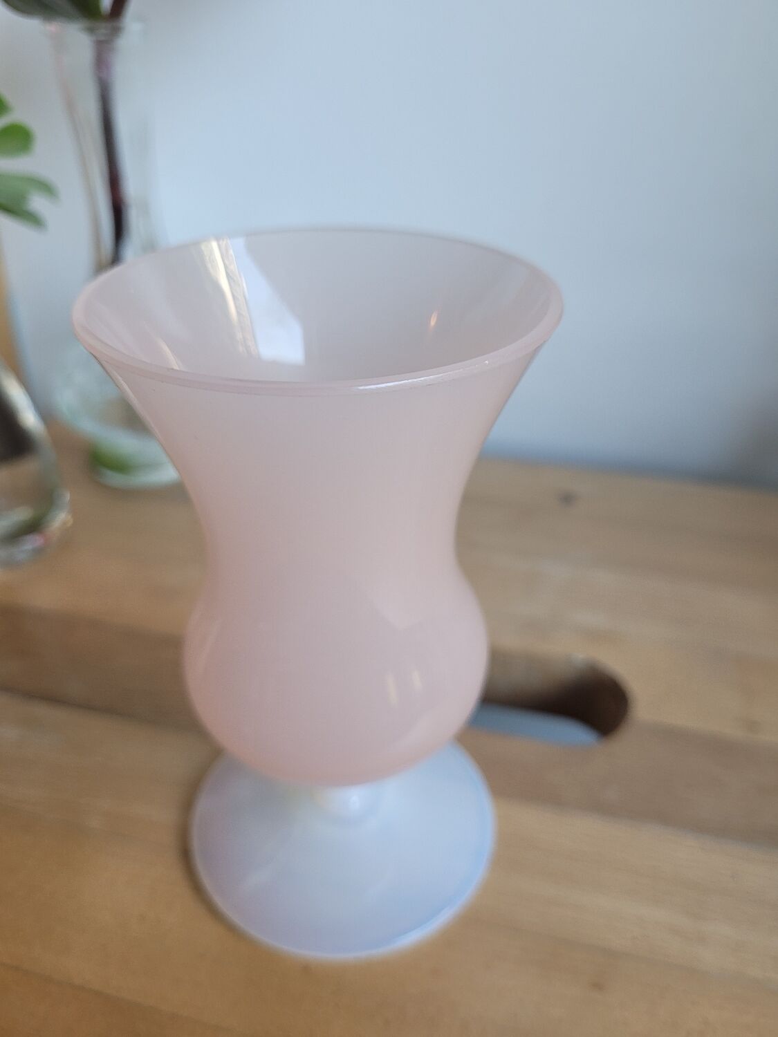Pink and white opaline vase