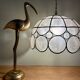 Vintage mother-of-pearl and brass lampshade pendant light