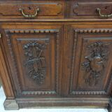 Glass-fronted walnut bookcase