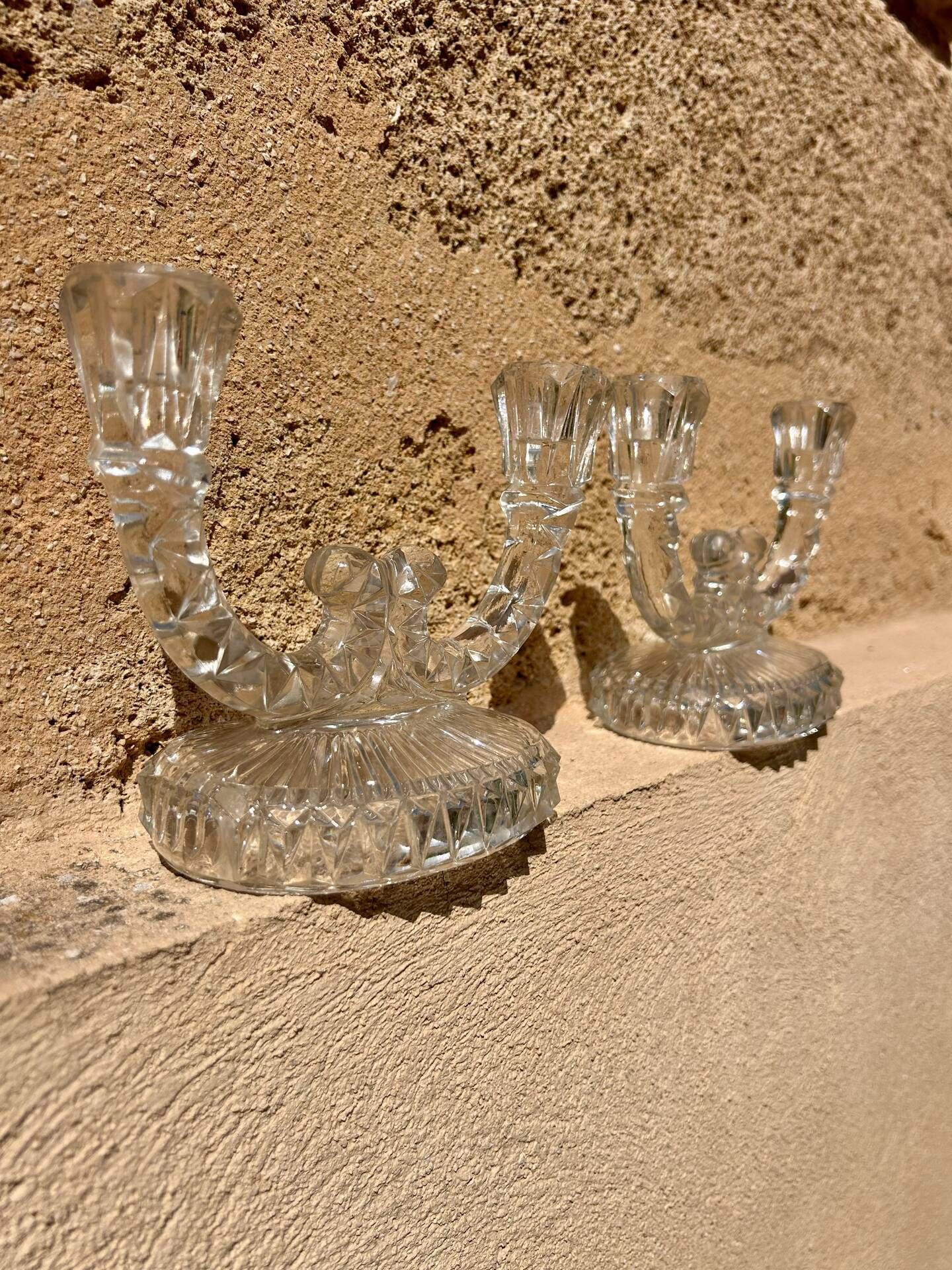 Pair of cut glass candlesticks