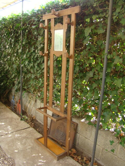 Solid oak wardrobe four vintage hooks