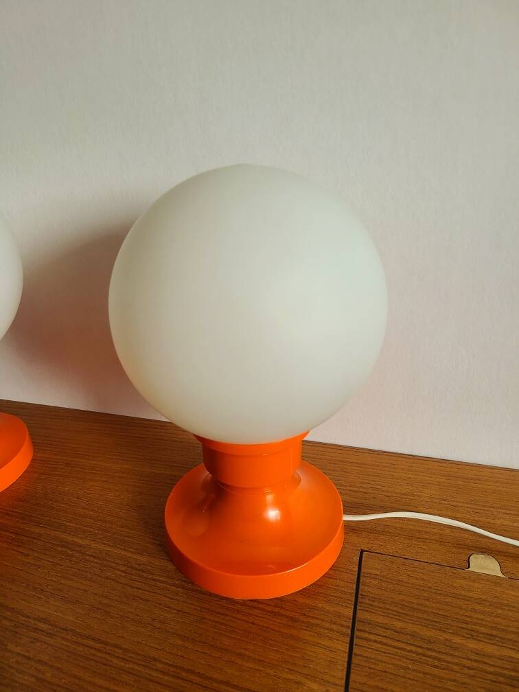 Vintage orange plastic bedside lamp