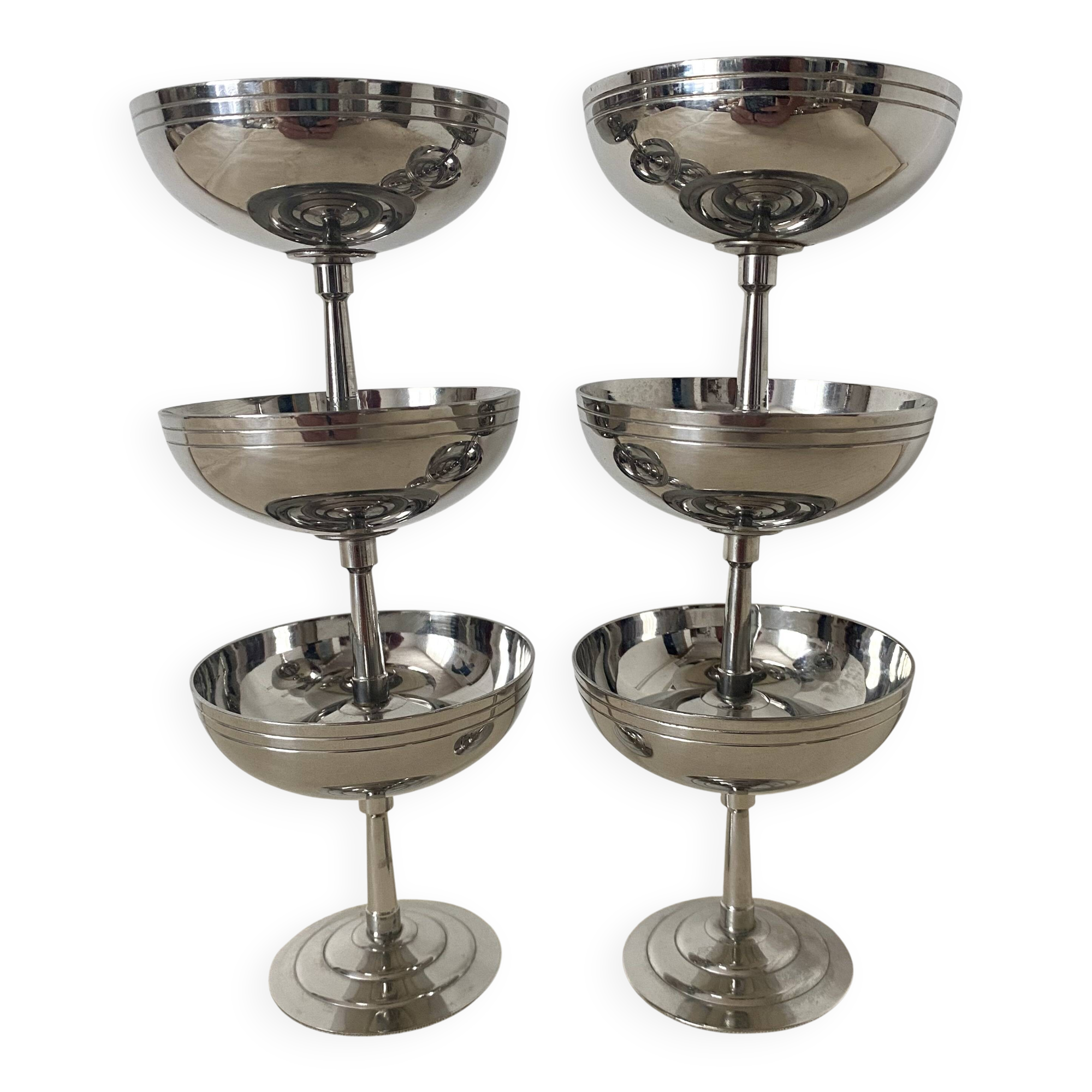 Coupes à pied vintage en inox Letang Remy