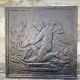 Plaque cheminée fonte ancienne cupidon