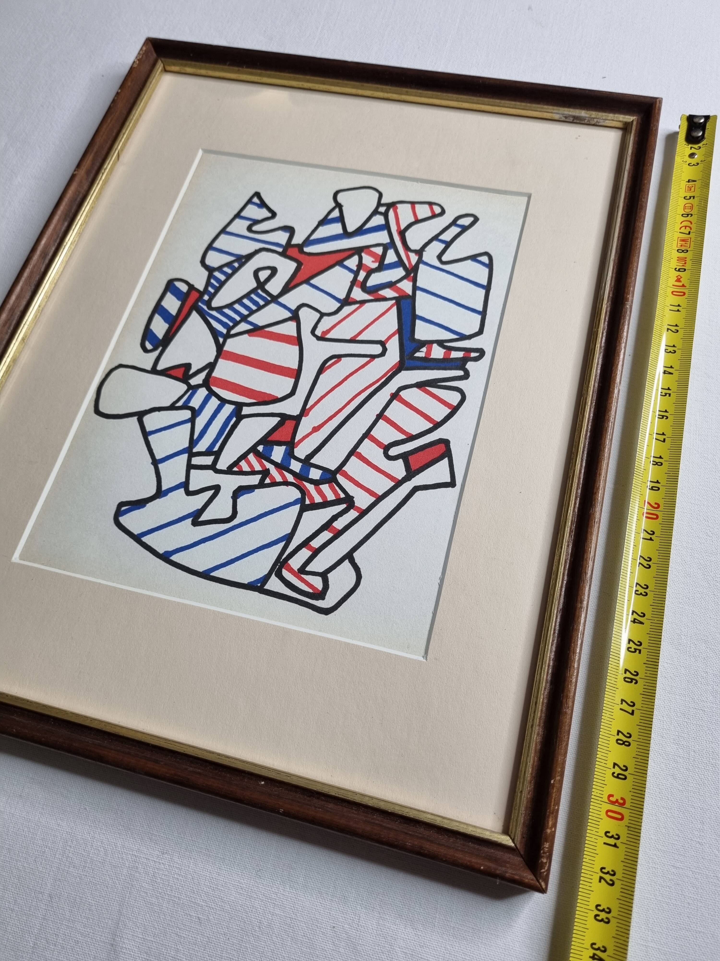 Screenprint after Jean Dubuffet framed under glass 25 cm by 33 cm