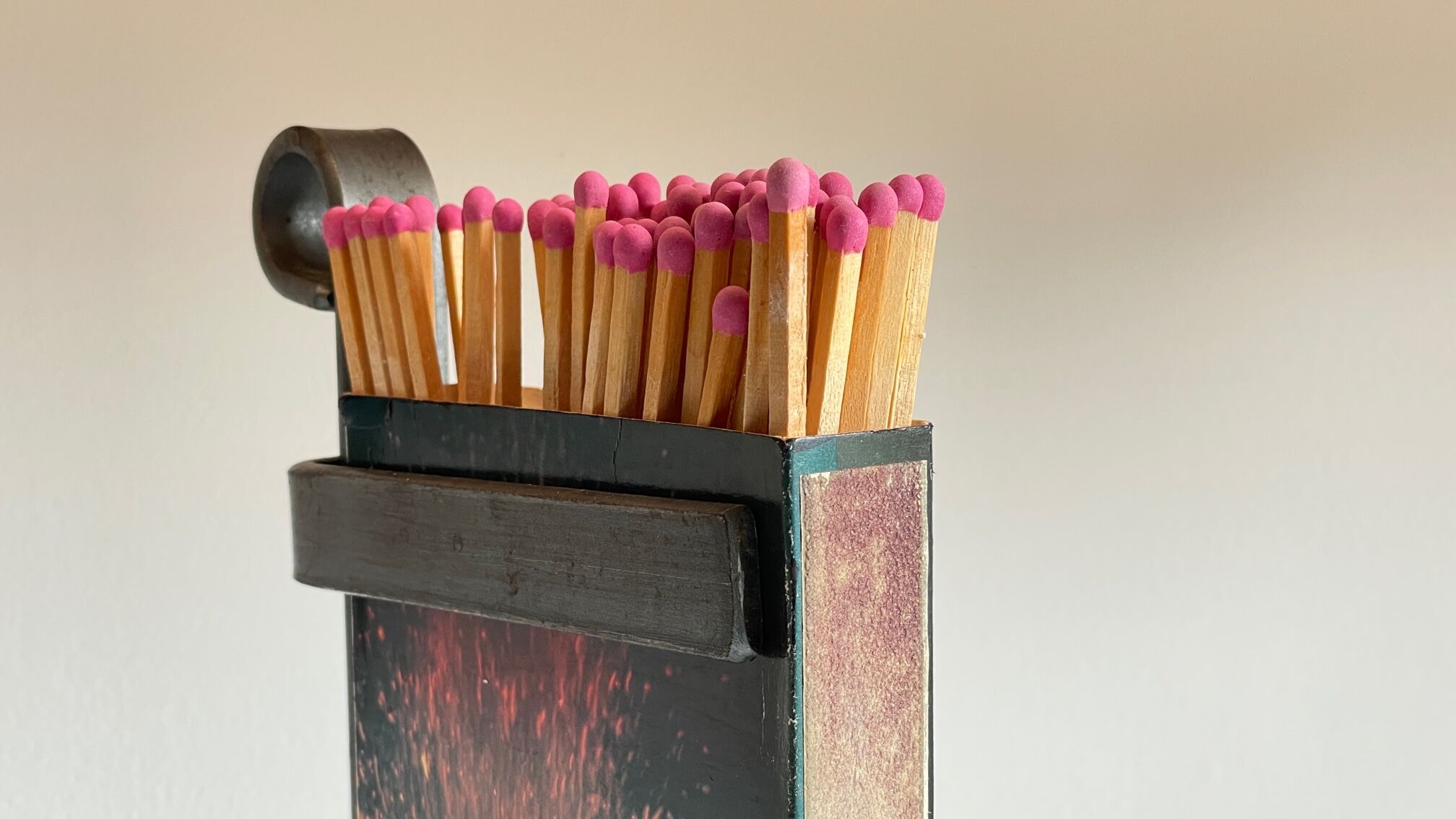 Brutalist Match Holder Steel Chimneys VINTAGE