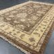 Brown Wool Rug, Handmade Floral Ziegler Carpet 148x96cm Oriental Decor
