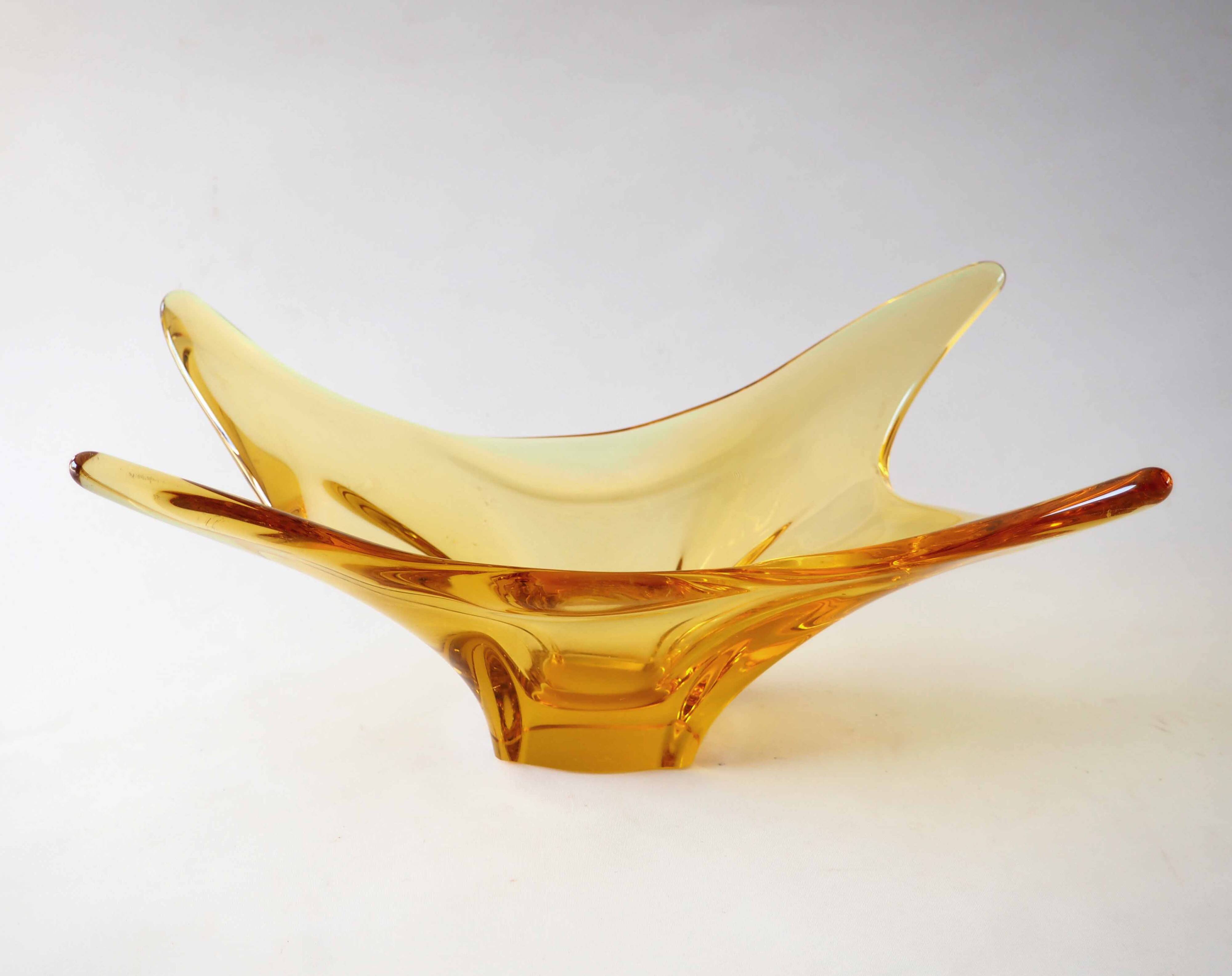 Coupe à fruit cristal ambré