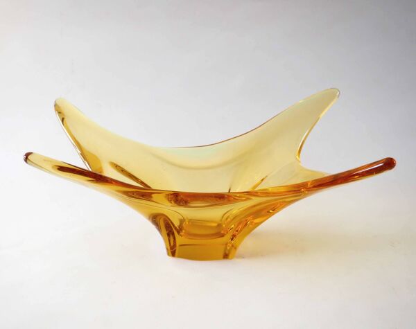 Coupe à fruit cristal ambré