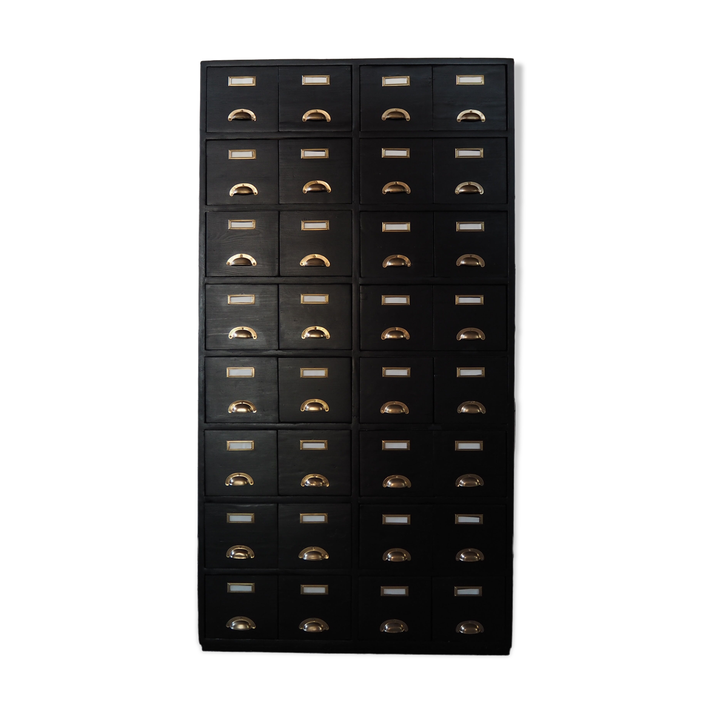 Vintage industrial wooden chest of drawers, apothecary, filling cabinet, 1930s