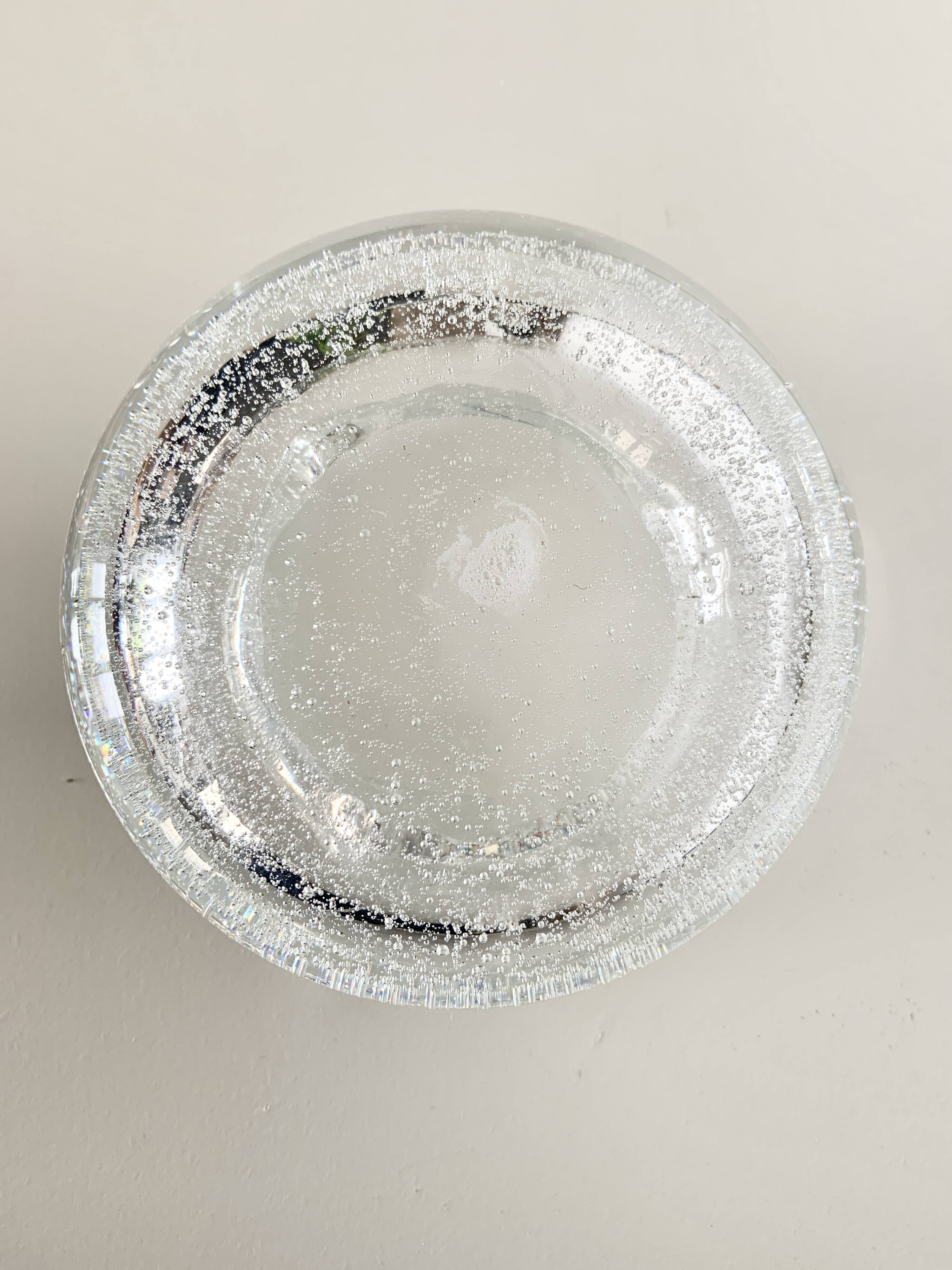 Cendrier en verre soufflé bullé transparent