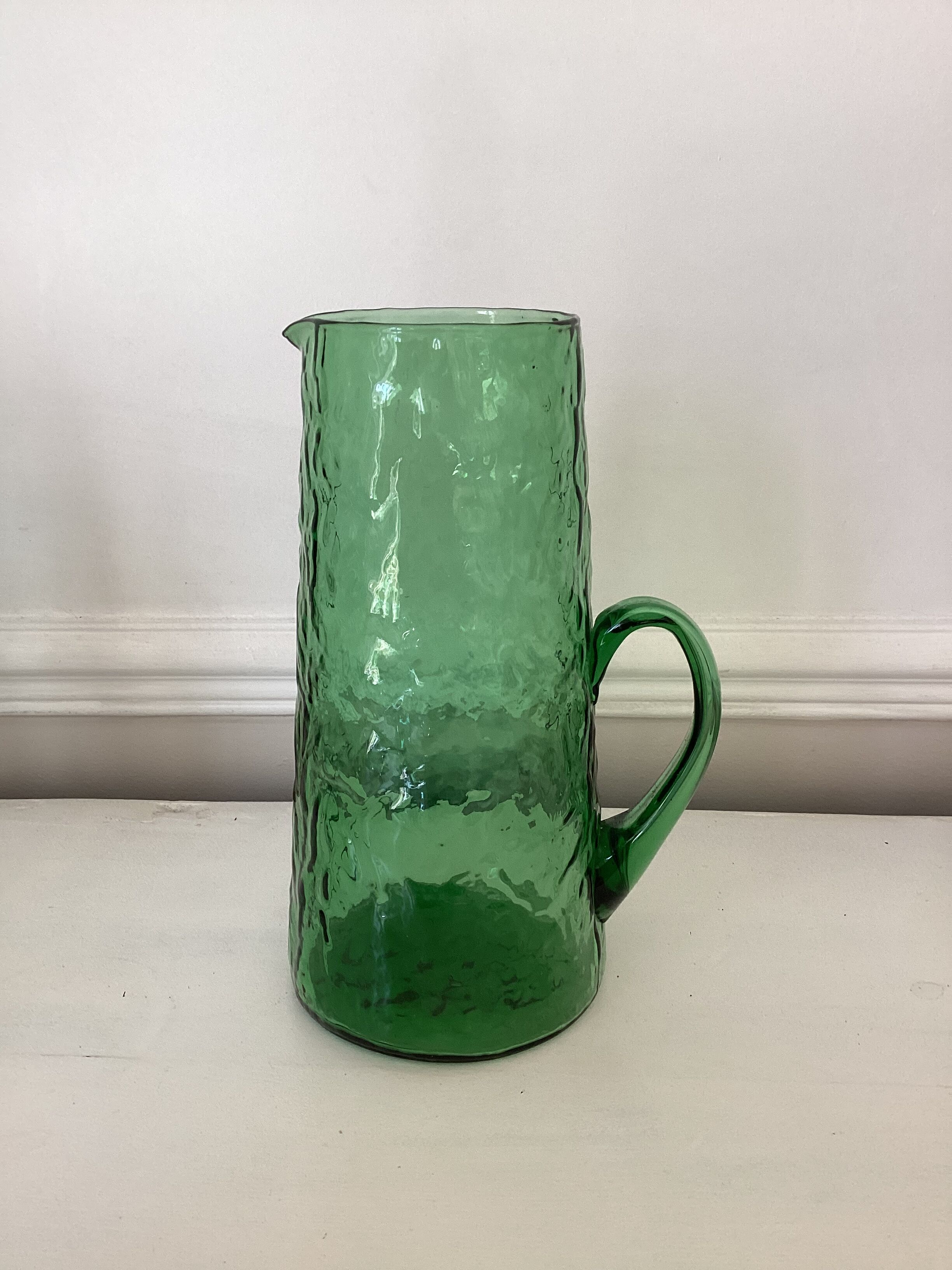 Hammered blown glass decanter, vintage Italian