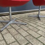 4x Original red leather Fritz Hansen Swan chairs Topstaat!