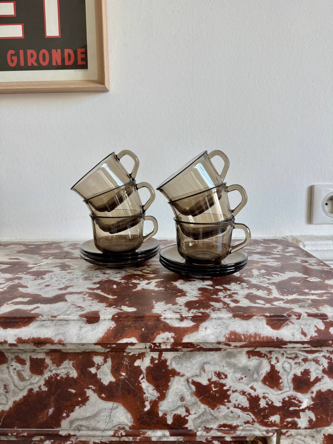 Arcoroc smoked glass cups